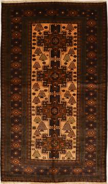 Baluch Beige Hand Knotted 3'8" X 6'7"  Area Rug 100-15060