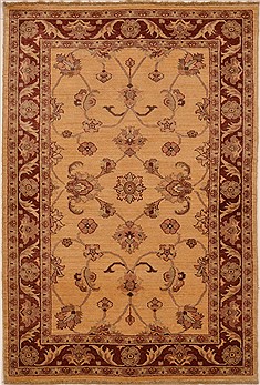 Chobi Yellow Hand Knotted 4'0" X 5'10"  Area Rug 100-15070