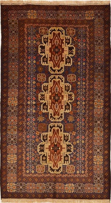 Baluch Brown Hand Knotted 38 X 66  Area Rug 100-15098 Image 0