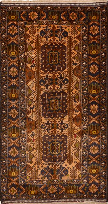 Baluch Brown Hand Knotted 37 X 68  Area Rug 100-15106 Image 0
