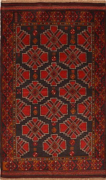 Afghan Baluch Black Rectangle 3x5 ft Wool Carpet 15119