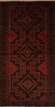 Afghan Baluch Brown Rectangle 3x5 ft Wool Carpet 15153