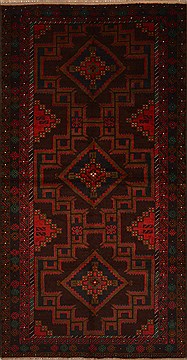 Afghan Baluch Brown Rectangle 3x5 ft Wool Carpet 15153