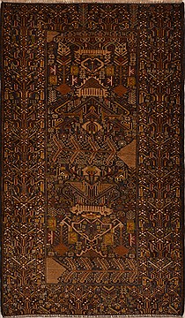 Afghan Baluch Blue Rectangle 4x6 ft Wool Carpet 15156