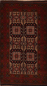 Afghan Baluch Beige Rectangle 3x5 ft Wool Carpet 15159