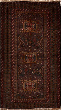 Baluch Black Hand Knotted 3'5" X 6'2"  Area Rug 100-15163