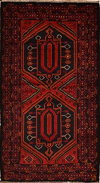 Baluch Red Hand Knotted 3'3" X 6'1"  Area Rug 100-15170