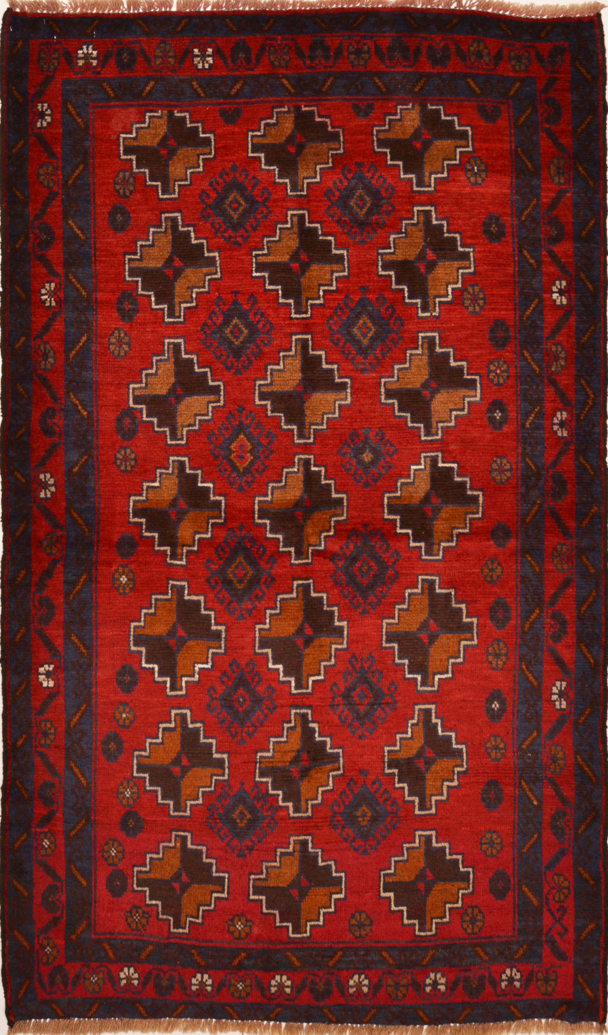Hand-knotted Baluch beautiful Wool Rug gorgeous Balouchi Afghan Tribal Baluchi