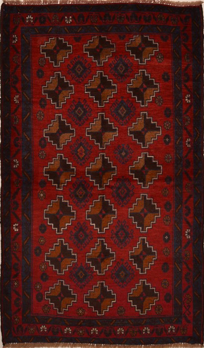 Baluch Red Hand Knotted 37 X 62 Area Rug 100-15179 Image 0