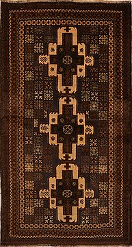 Afghan Baluch Brown Rectangle 4x6 ft Wool Carpet 15181
