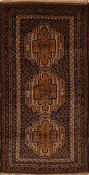 Afghan Baluch Blue Rectangle 3x5 ft Wool Carpet 15184