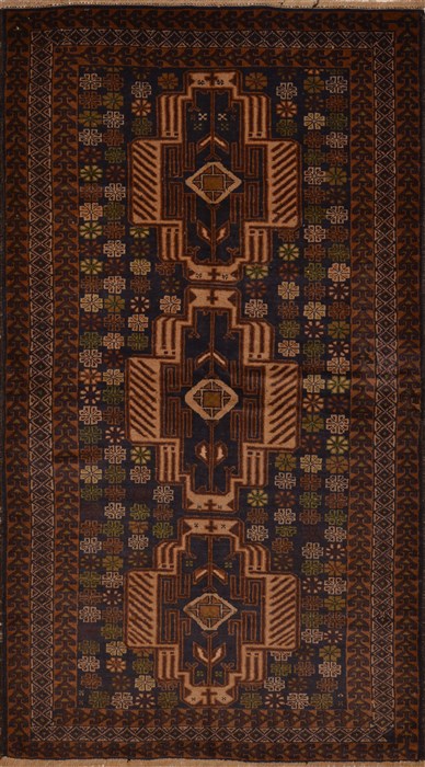 Baluch Blue Hand Knotted 37 X 62 Area Rug 100-15187 Image 0