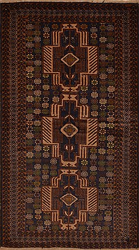 Afghan Baluch Blue Rectangle 4x6 ft Wool Carpet 15187