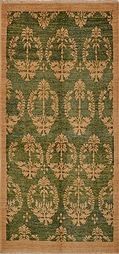 Chobi Green Hand Knotted 3'11" X 5'7"  Area Rug 100-15189