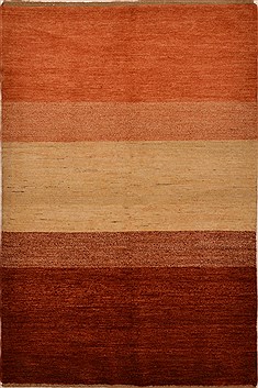 Gabbeh Orange Hand Knotted 4'2" X 6'2"  Area Rug 100-15206