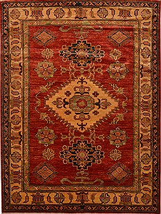 Afghan Kazak Red Rectangle 5x7 ft Wool Carpet 15215