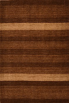 Indian Indo-Nepal Brown Rectangle 4x6 ft Wool Carpet 15248