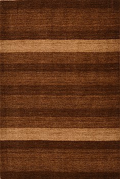 Indian Indo-Nepal Brown Rectangle 4x6 ft Wool Carpet 15248