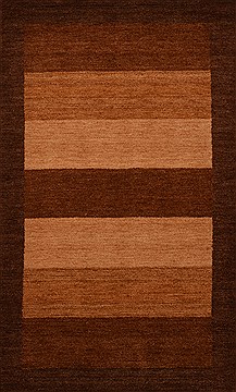 Indian Indo-Nepal Brown Rectangle 4x6 ft Wool Carpet 15262