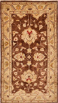 Afghan Chobi Brown Rectangle 3x5 ft Wool Carpet 15279
