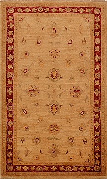 Afghan Chobi Beige Rectangle 3x5 ft Wool Carpet 15280