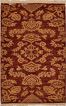 Afghan Chobi Red Rectangle 3x5 ft Wool Carpet 15318
