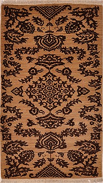 Afghan Chobi Beige Rectangle 3x5 ft Wool Carpet 15321