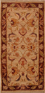 Pakistani Chobi Beige Rectangle 2x4 ft Wool Carpet 15328