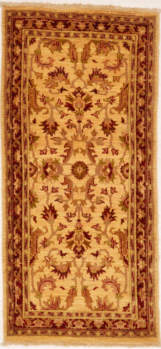Pakistani Chobi Beige Rectangle 3x5 ft Wool Carpet 15333 | SKU 15333