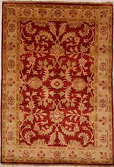 Pakistani Chobi Red Rectangle 5x8 ft Wool Carpet 15435