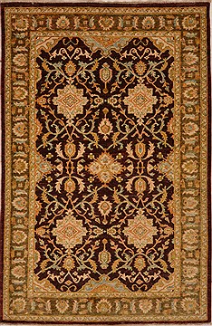 Pakistani Chobi Brown Rectangle 5x8 ft Wool Carpet 15439