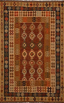 Pakistani Kilim Beige Rectangle 5x8 ft Wool Carpet 15462
