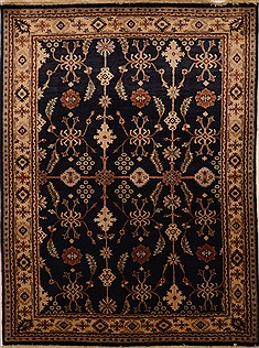 Pakistani Chobi Blue Rectangle 6x9 ft Wool Carpet 15470