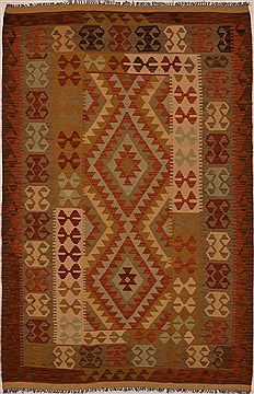 Pakistani Kilim Red Rectangle 5x7 ft Wool Carpet 15485