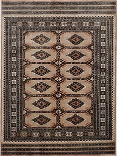 Pakistani Bokhara Beige Rectangle 4x6 ft Wool Carpet 15498