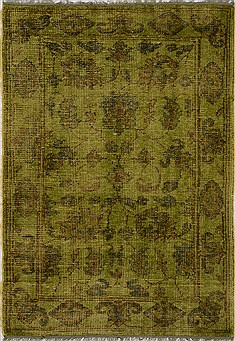 Indian Chobi Green Rectangle 4x6 ft Wool Carpet 15512