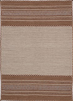 Indian Kilim Brown Rectangle 4x6 ft Wool Carpet 15532