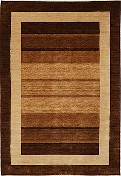 Indian Gabbeh Brown Rectangle 6x9 ft Wool Carpet 15553