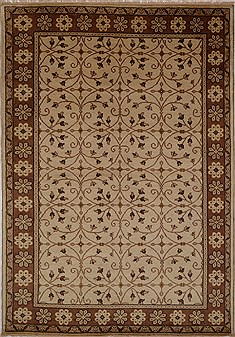 Tibetan Beige Hand Knotted 6'0" X 8'11"  Area Rug 100-15554