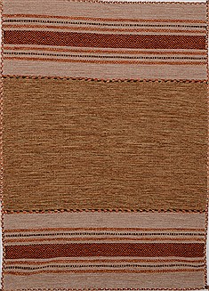 Indian Kilim Brown Rectangle 4x6 ft Wool Carpet 15565