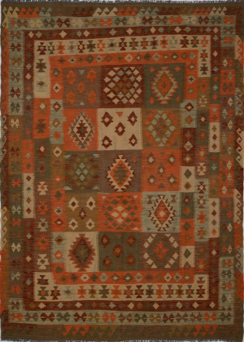 Kilim Green Flat Woven 67 X 98  Area Rug 100-15575 Image 0