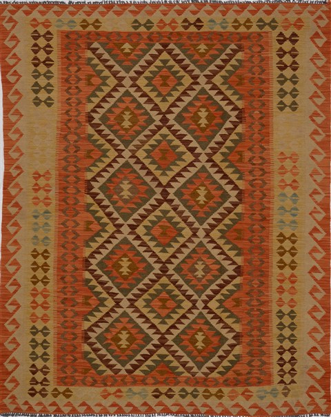 Kilim Orange Flat Woven 50 X 67  Area Rug 100-15576 Image 0