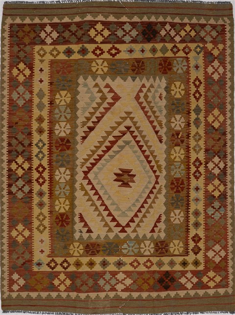 Kilim Green Flat Woven 49 X 68  Area Rug 100-15579 Image 0