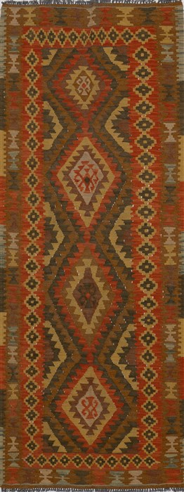 Kilim Orange Runner Flat Woven 27 X 69  Area Rug 100-15580 Image 0