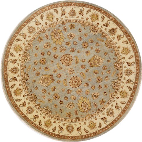 Chobi Blue Round Hand Knotted 711 X 711  Area Rug 100-15601 Image 0