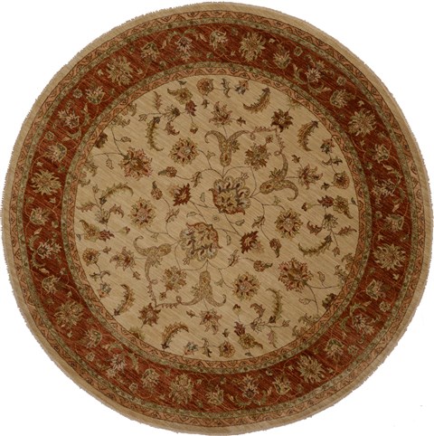Chobi White Round Hand Knotted 81 X 81  Area Rug 100-15602 Image 0