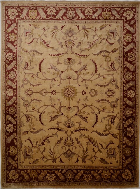 Chobi Beige Hand Knotted 99 X 129  Area Rug 100-15618 Image 0