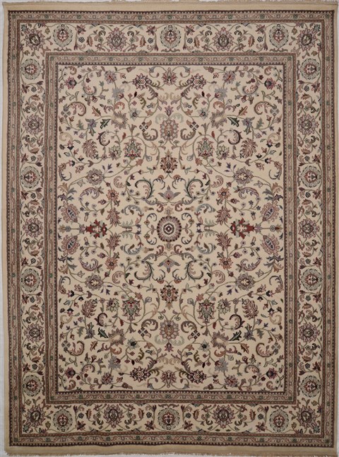 Kashan White Hand Knotted 91 X 120  Area Rug 100-15623 Image 0