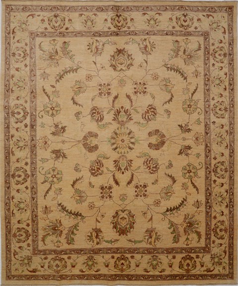 Chobi Beige Hand Knotted 81 X 99  Area Rug 100-15626 Image 0