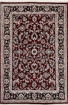 Indian Kashan Red Rectangle 4x6 ft Wool Carpet 15630